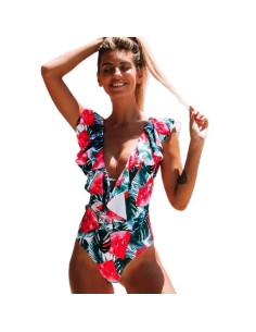 STRÓJ KOSTIUM KĄPIELOWY MONOKINI FALBANA ARBUZ