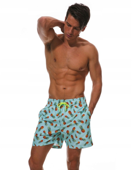 KĄPIELÓWKI MĘSKIE SZORTY SPODENKI MINI ANANASY