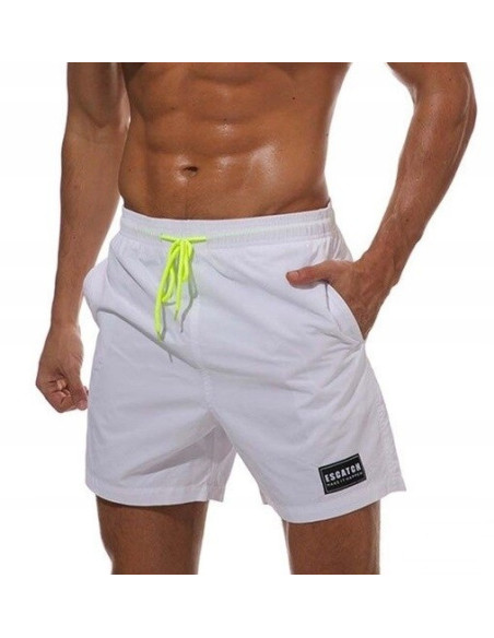 KĄPIELÓWKI MĘSKIE SZORTY SPODENKI BIAŁE