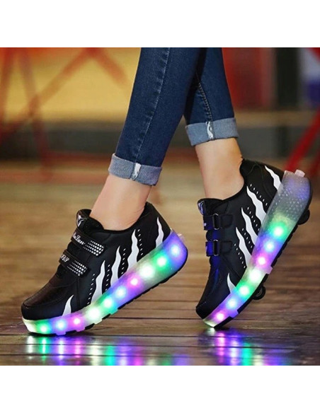 BUTOROLKI BUTY Z ROLKAMI 2 ROLKI NA RZEPY PŁOMIEŃ