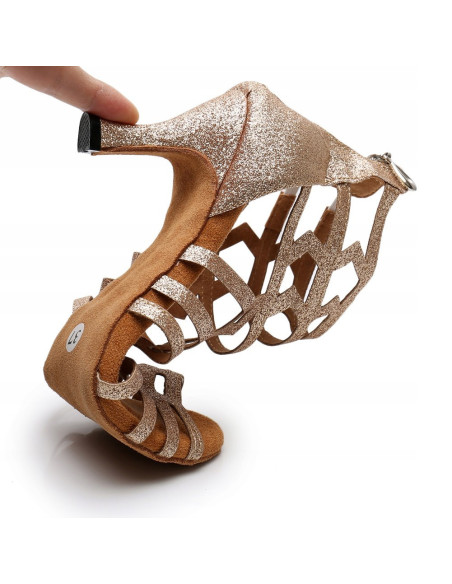 BUTY DO TAŃCA TANECZNE RZYMIANKI BŁYSZCZĄCE 7,5cm