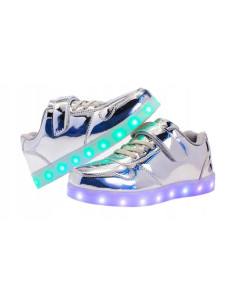 BUTY LED Z PODŚWIETLENIEM ŚWIECĄCE NA RZEP SREBRNE