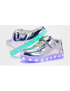 BUTY LED Z PODŚWIETLENIEM ŚWIECĄCE NA RZEP SREBRNE 2