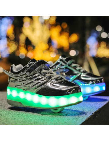 BUTOROLKI BUTY Z ROLKAMI ROLKI WROTKI LED SREBRNE