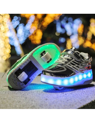 BUTOROLKI BUTY Z ROLKAMI ROLKI WROTKI LED SREBRNE