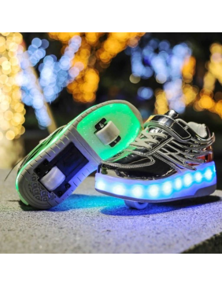 BUTOROLKI BUTY Z ROLKAMI ROLKI WROTKI LED SREBRNE