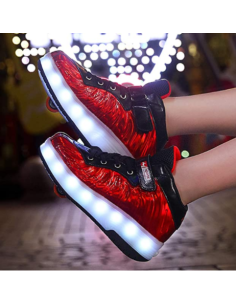 BUTOROLKI BUTY Z ROLKAMI ROLKI WROTKI LED CZERWONE 2