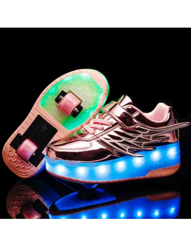 BUTOROLKI BUTY Z ROLKAMI ROLKI WROTKI LED RÓŻOWE