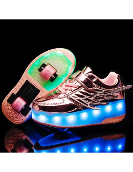 BUTOROLKI BUTY Z ROLKAMI ROLKI WROTKI LED RÓŻOWE