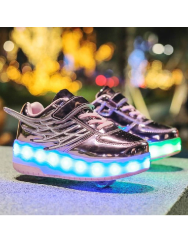 BUTOROLKI BUTY Z ROLKAMI ROLKI WROTKI LED RÓŻOWE