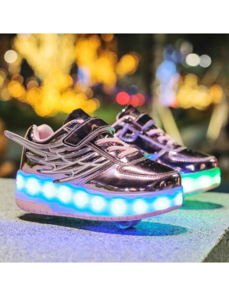 BUTOROLKI BUTY Z ROLKAMI ROLKI WROTKI LED RÓŻOWE