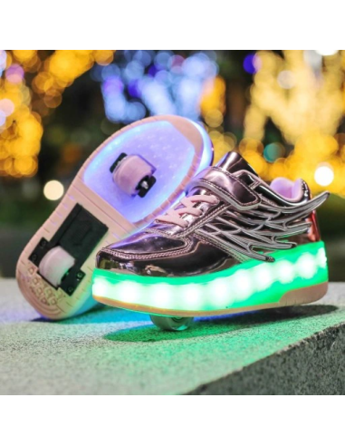 BUTOROLKI BUTY Z ROLKAMI ROLKI WROTKI LED RÓŻOWE