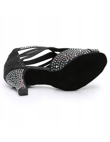 BUTY DO TAŃCA TANECZNE LATINO CZARNE ZDOBIONE 6cm