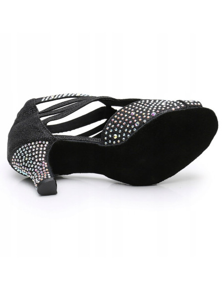 BUTY DO TAŃCA TANECZNE LATINO CZARNE ZDOBIONE 6cm