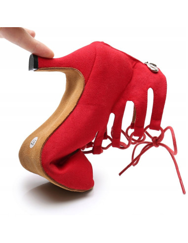 BUTY DO TAŃCA TANECZNE SZNUROWANE CZERWONE 7,5cm