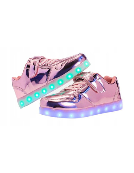 BUTY LED Z PODŚWIETLENIEM ŚWIECĄCE NA RZEP RÓŻOWE