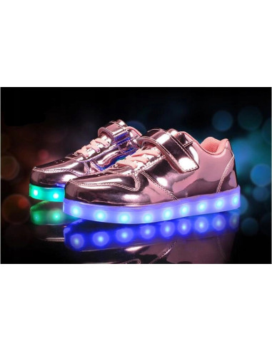BUTY LED Z PODŚWIETLENIEM ŚWIECĄCE NA RZEP RÓŻOWE