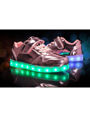 BUTY LED Z PODŚWIETLENIEM ŚWIECĄCE NA RZEP RÓŻOWE