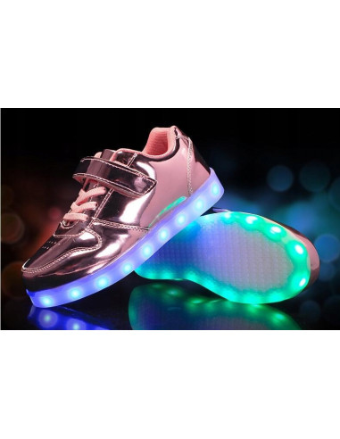 BUTY LED Z PODŚWIETLENIEM ŚWIECĄCE NA RZEP RÓŻOWE