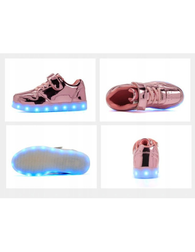 BUTY LED Z PODŚWIETLENIEM ŚWIECĄCE NA RZEP RÓŻOWE