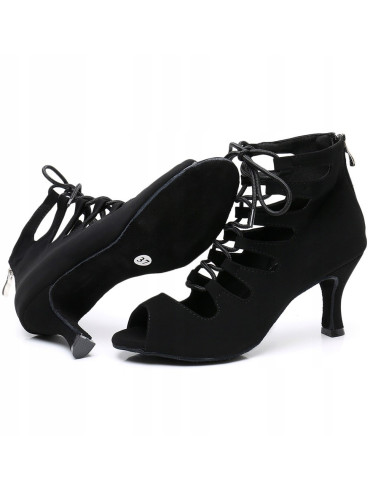 BUTY DO TAŃCA TANECZNE SZNUROWANE CZARNE 7,5cm