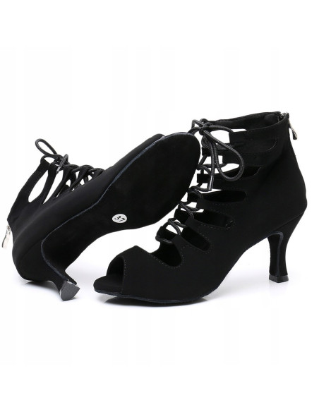 BUTY DO TAŃCA TANECZNE SZNUROWANE CZARNE 7,5cm