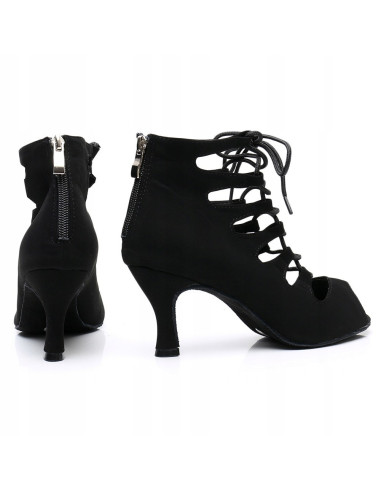 BUTY DO TAŃCA TANECZNE SZNUROWANE CZARNE 7,5cm