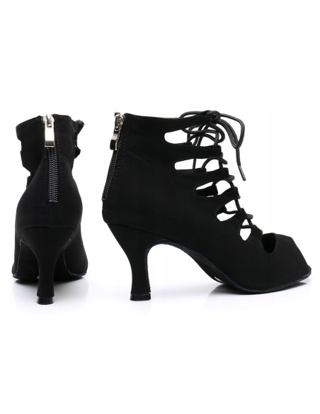 BUTY DO TAŃCA TANECZNE SZNUROWANE CZARNE 7,5cm
