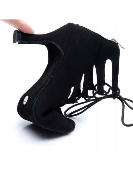 BUTY DO TAŃCA TANECZNE SZNUROWANE CZARNE 7,5cm
