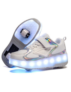 BUTOROLKI BUTY Z ROLKAMI ROLKI WROTKI BIAŁE HOLO