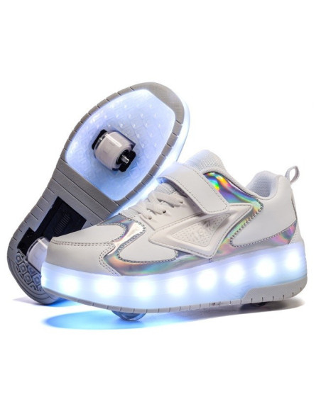 BUTOROLKI BUTY Z ROLKAMI ROLKI WROTKI BIAŁE HOLO