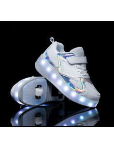 BUTOROLKI BUTY Z ROLKAMI ROLKI WROTKI BIAŁE HOLO 2