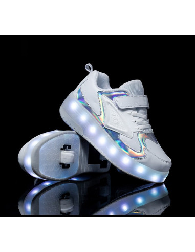 BUTOROLKI BUTY Z ROLKAMI ROLKI WROTKI BIAŁE HOLO