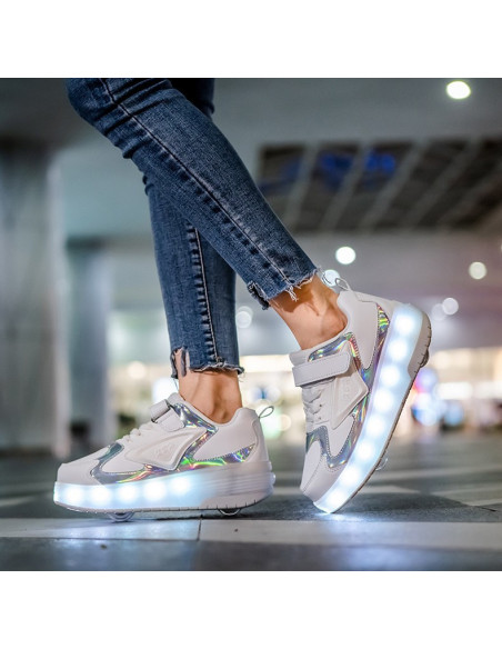 BUTOROLKI BUTY Z ROLKAMI ROLKI WROTKI BIAŁE HOLO