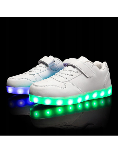 BUTY LED Z PODŚWIETLENIEM ŚWIECĄCE NA RZEP BIAŁE