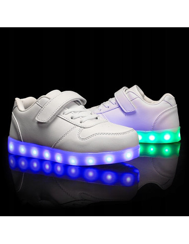 BUTY LED Z PODŚWIETLENIEM ŚWIECĄCE NA RZEP BIAŁE