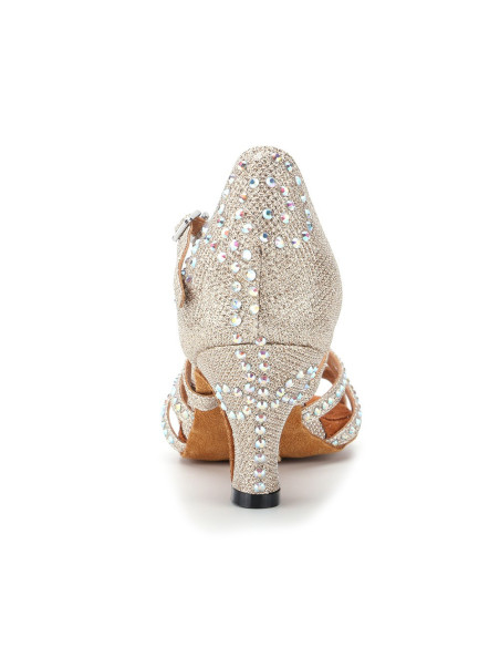 BUTY DO TAŃCA TANECZNE Z CEKINAMI SZAMPAŃSKIE 6cm