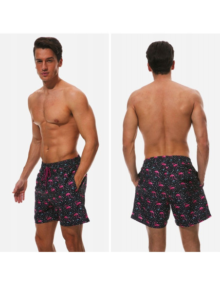 KĄPIELÓWKI MĘSKIE SZORTY SPODENKI FLAMINGI