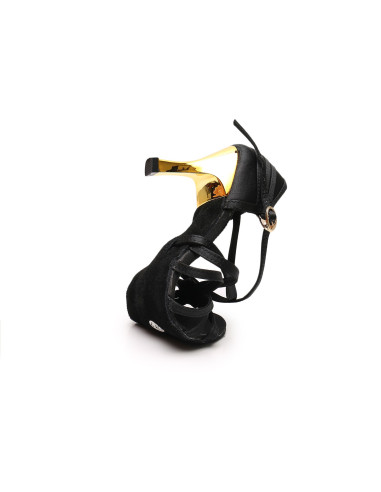 BUTY DO TAŃCA TANECZNE CZARNE - ZŁOTY OBCAS 7,5cm