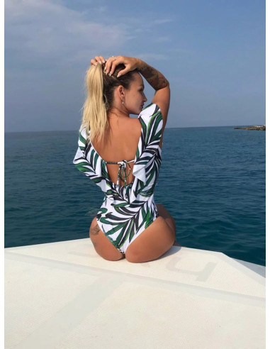 STRÓJ KOSTIUM KĄPIELOWY MONOKINI FALBANKI LIŚĆ