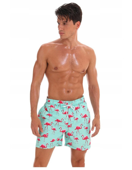 KĄPIELÓWKI MĘSKIE SZORTY SPODENKI FLAMINGI