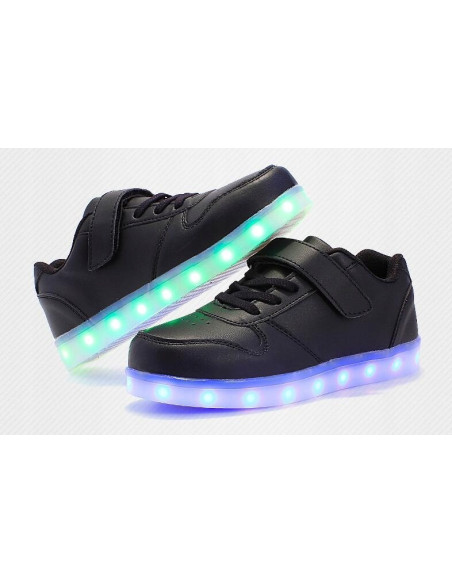 BUTY LED Z PODŚWIETLENIEM ŚWIECĄCE NA RZEP CZARNE