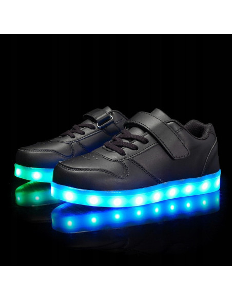 BUTY LED Z PODŚWIETLENIEM ŚWIECĄCE NA RZEP CZARNE