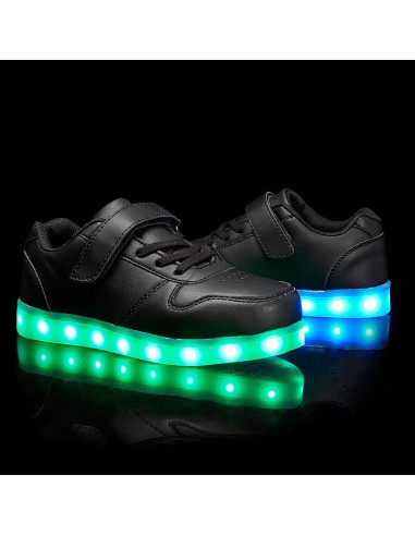 BUTY LED Z PODŚWIETLENIEM ŚWIECĄCE NA RZEP CZARNE
