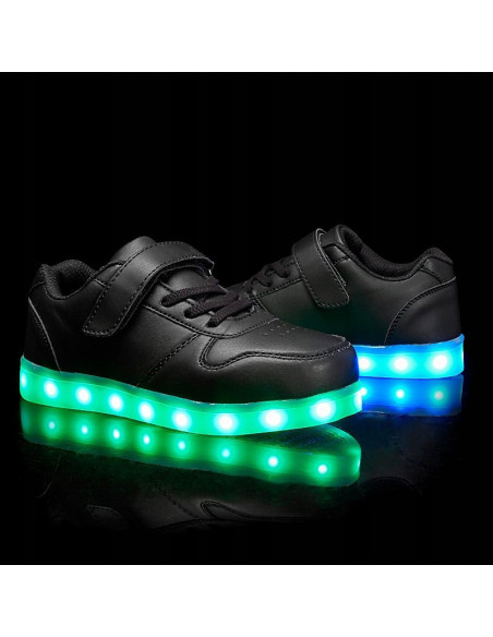 BUTY LED Z PODŚWIETLENIEM ŚWIECĄCE NA RZEP CZARNE
