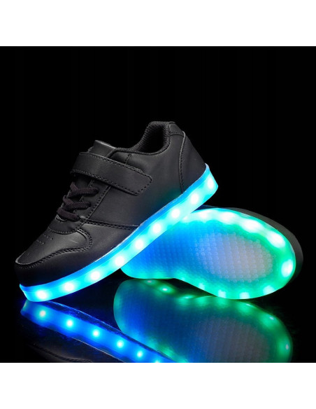 BUTY LED Z PODŚWIETLENIEM ŚWIECĄCE NA RZEP CZARNE