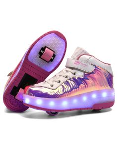 BUTOROLKI BUTY Z ROLKAMI ROLKI WROTKI LED RÓŻOWE