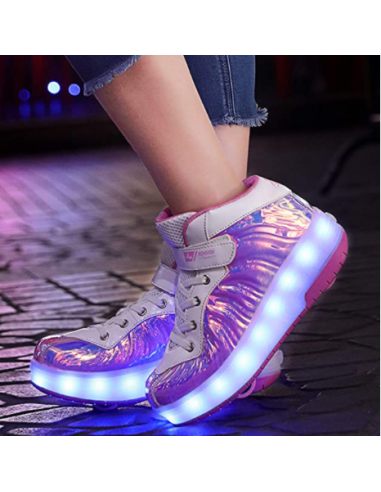 BUTOROLKI BUTY Z ROLKAMI ROLKI WROTKI LED RÓŻOWE