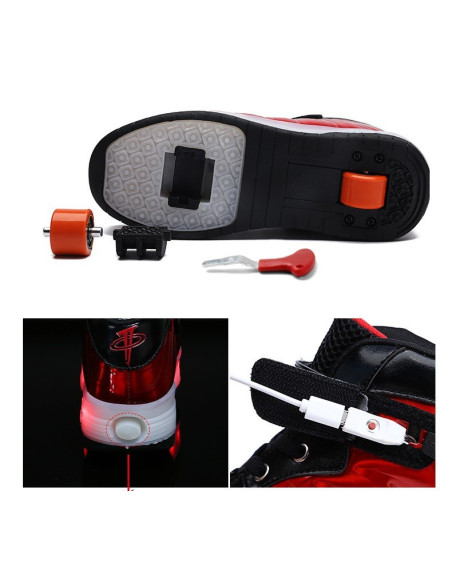 BUTOROLKI BUTY Z ROLKAMI ROLKI WROTKI LED RÓŻOWE