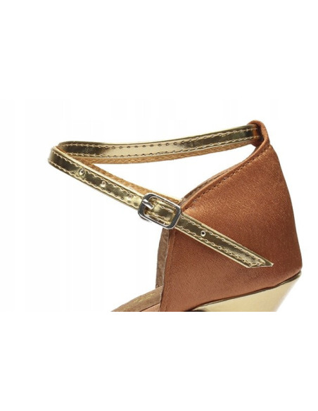 BUTY DO TAŃCA TOWARZYSKIEGO TANECZNE 7cm BRĄZOWE